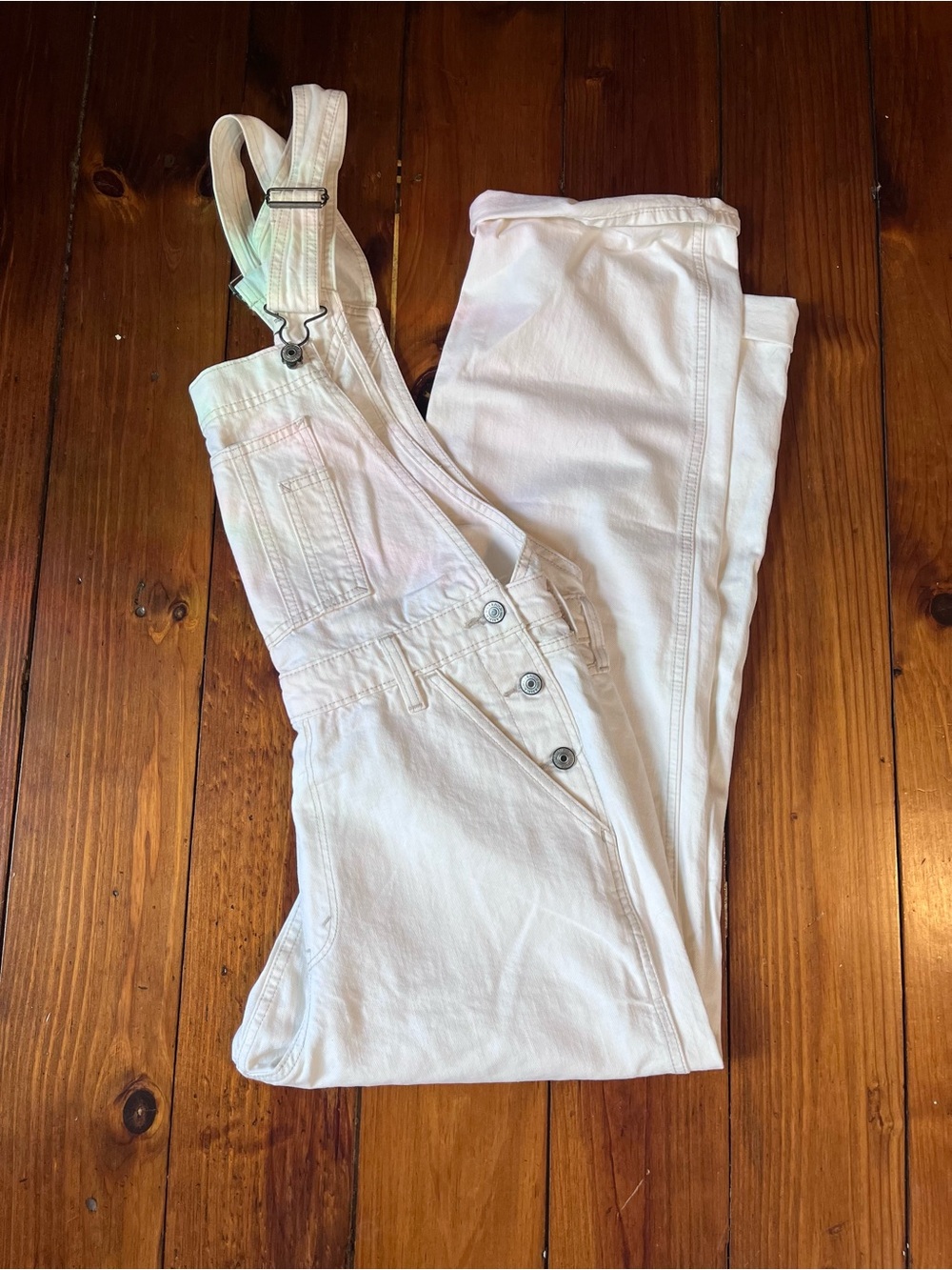 Abercrombie & Fitch White Denim Overalls Jumpsuit
